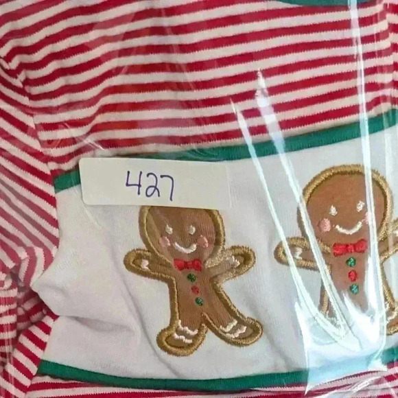 Red Stripped Long Sleeve Gingerbread Romper Size 3 Months - Picture 6 of 6